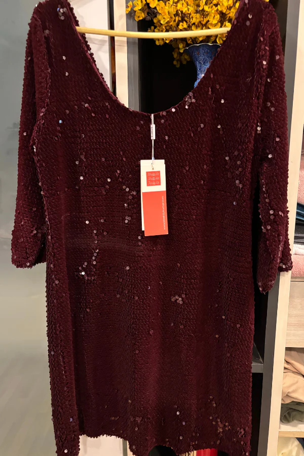 RITU KUMAR Burgundy Embellished Short Dress - Image 2