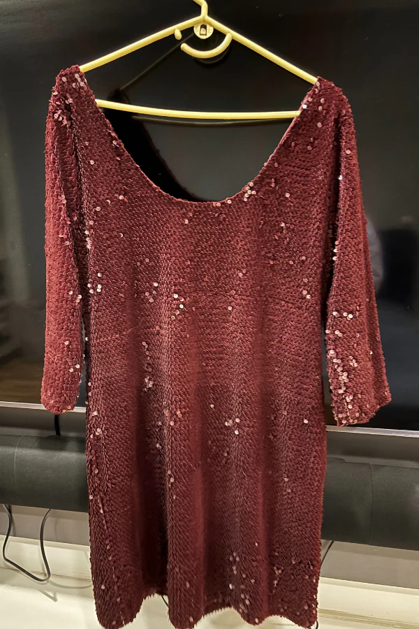 RITU KUMAR Burgundy Embellished Short Dress - Image 4