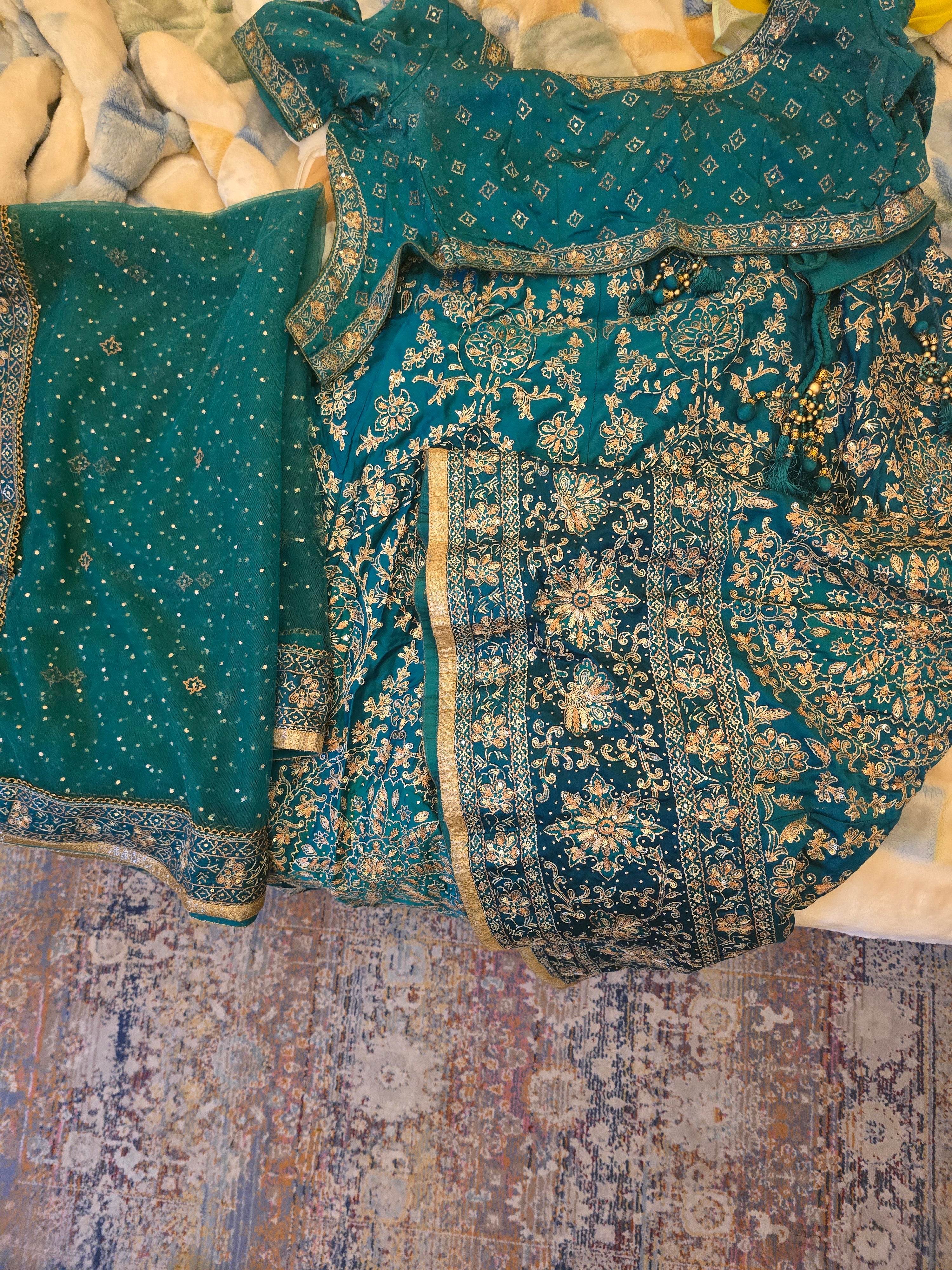 Ritu Kumar Emerald Usbeg Ari Lehenga Set - Image 3