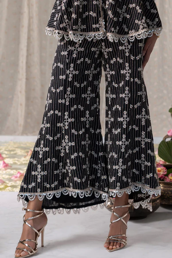 Mulmul Embroidery Sitara Jacket And Pant Set - Image 3