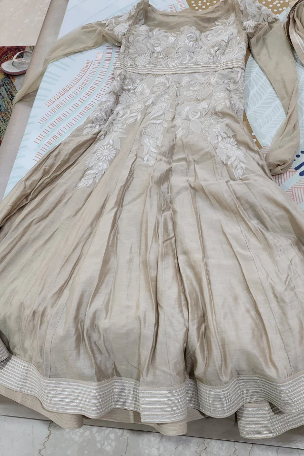 Rohit Bal beige floral anarkali suit