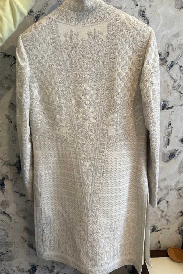 Rohit Bal Ivory Embroidered Sherwani Set - Image 4