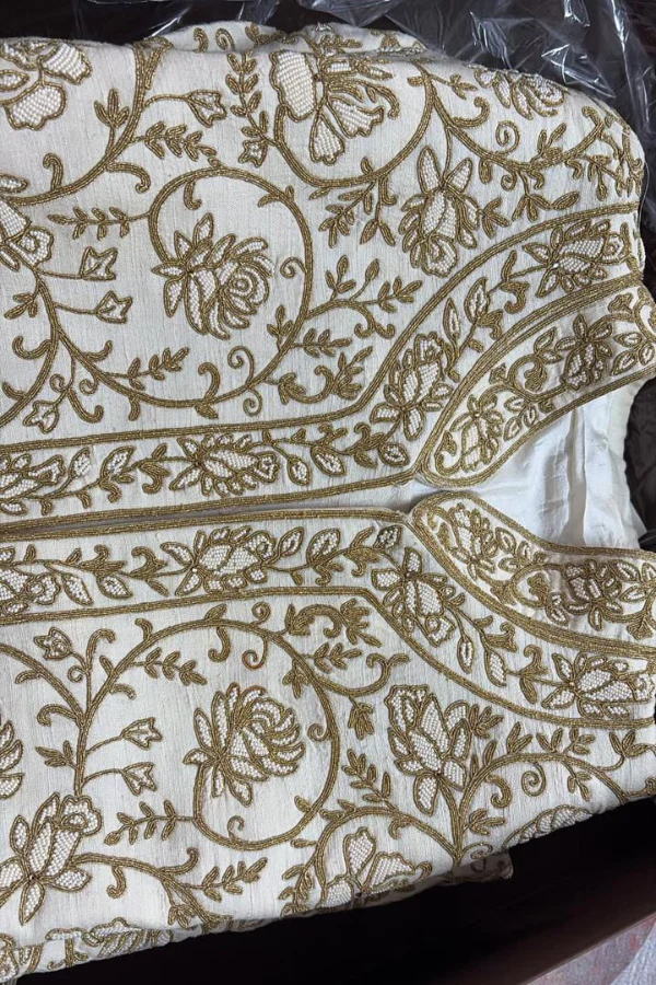 Rohit Bal Ivory Embroidered Sherwani Set - Image 3