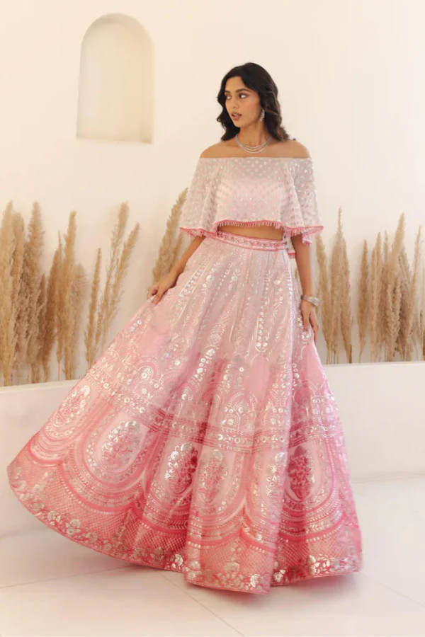 Rose Vintage Cape and lehenga set
