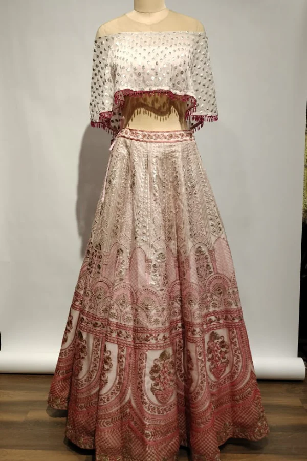 Rose Vintage Cape and lehenga set - Image 3