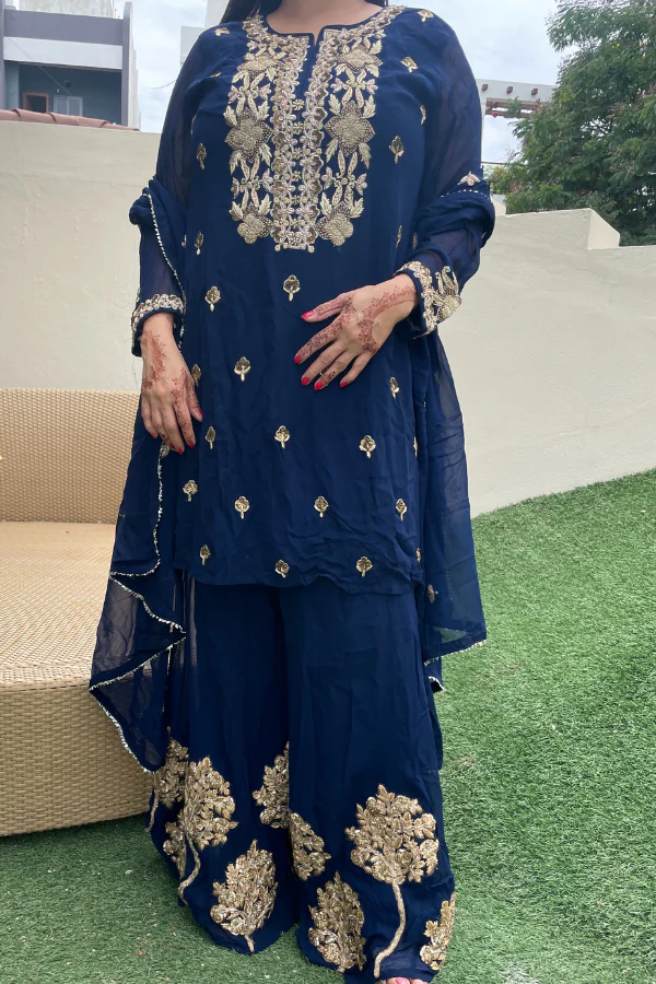 Royal blue sharara Set