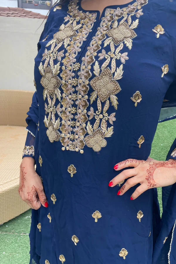 Royal blue sharara Set - Image 2
