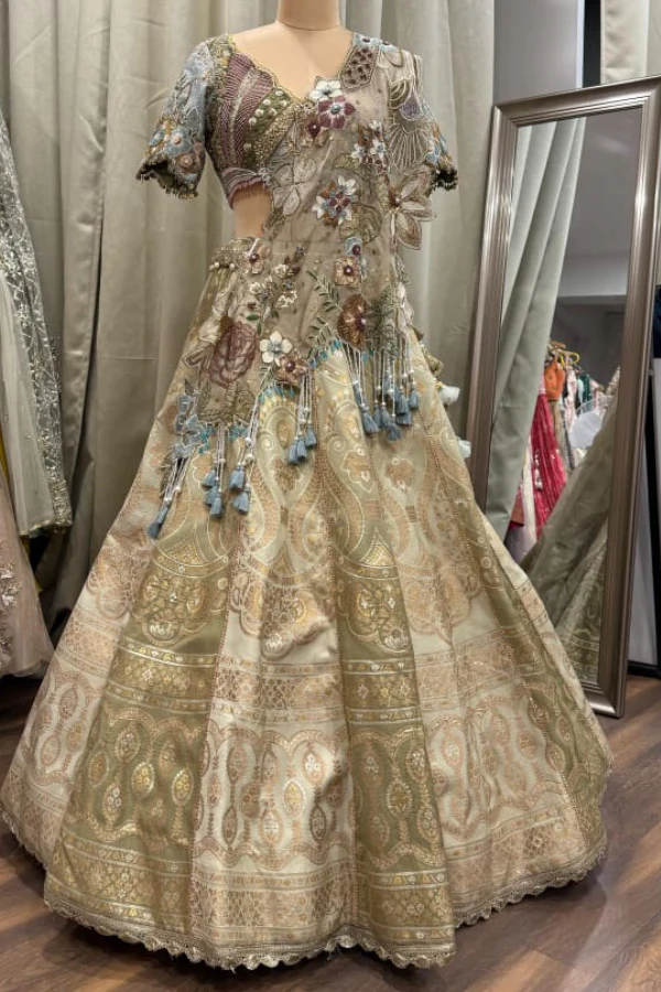 Royal Gold Banarsi lehenga set - Image 2