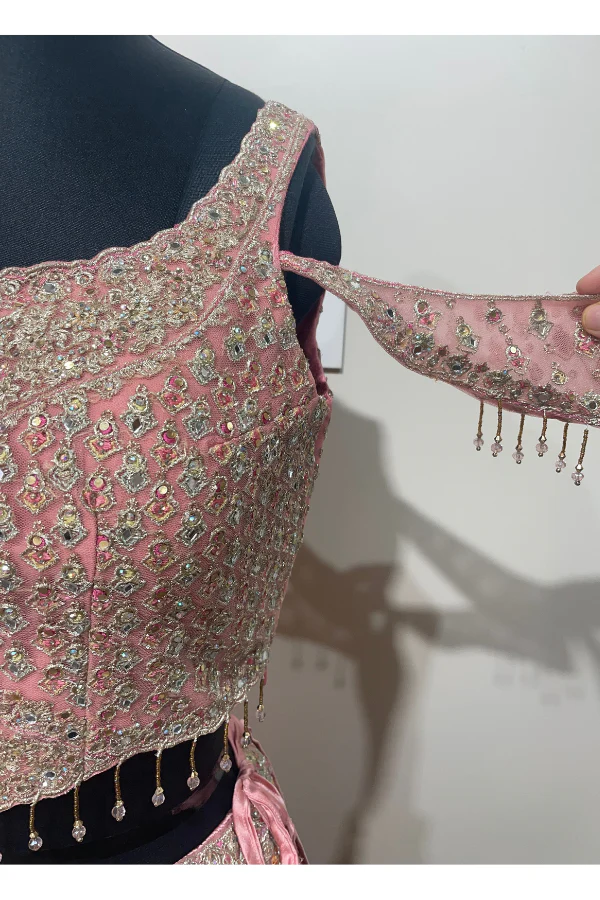 Royal pink embroidered lehenga set - Image 4