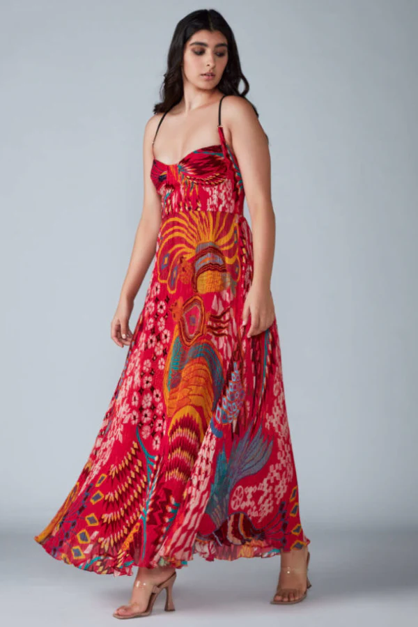 Saaksha & Kinni Abstract bird print maxi dress