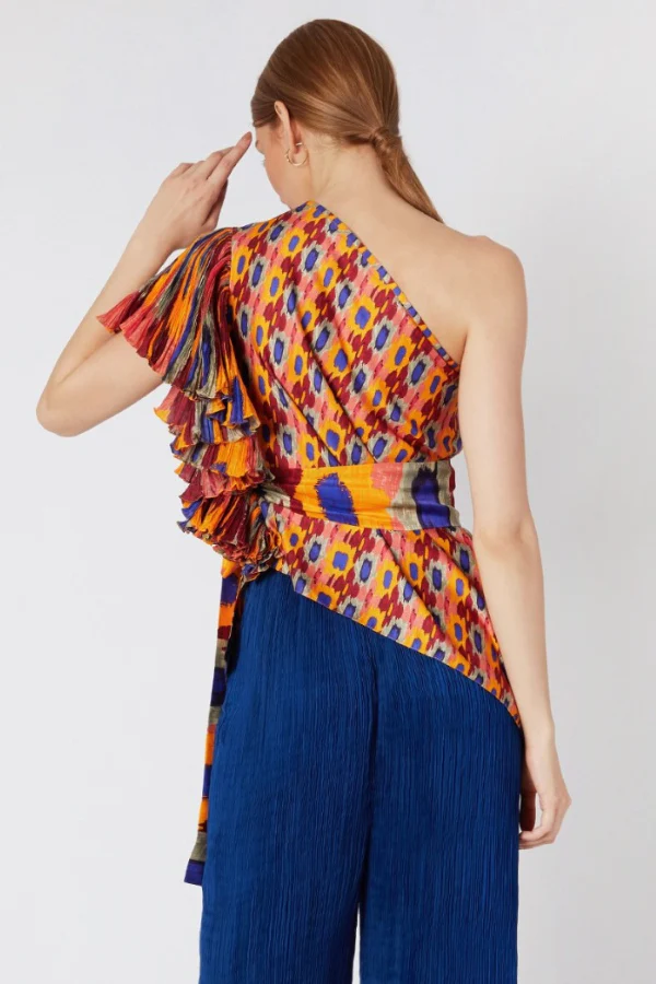 Saaksha & Kinni Ikat print one shouldered blouse - Image 2