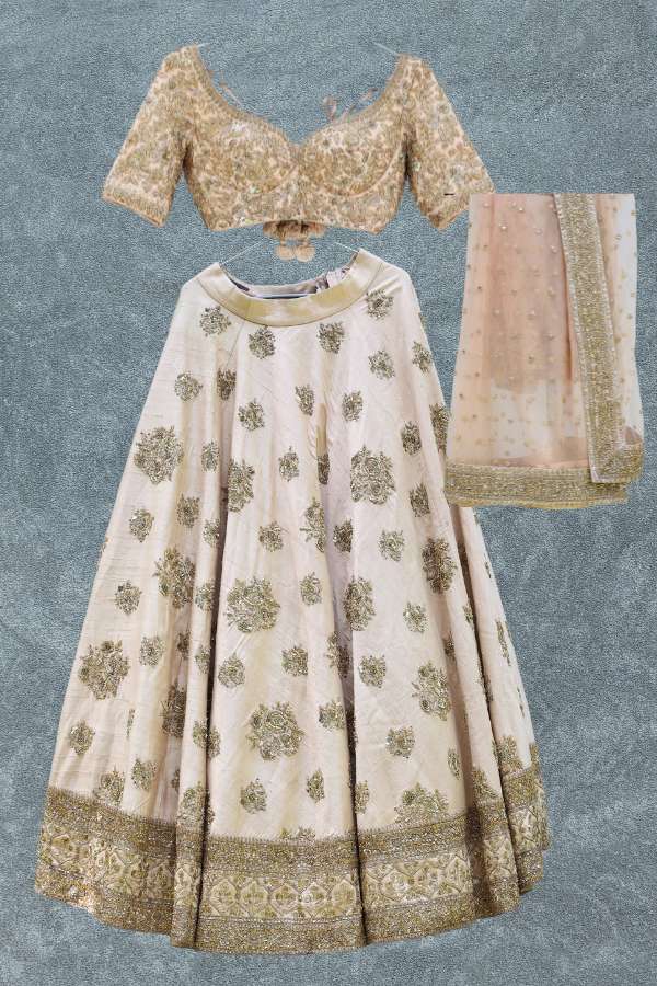 Sabyasachi beige embroidered lehenga set - Image 2