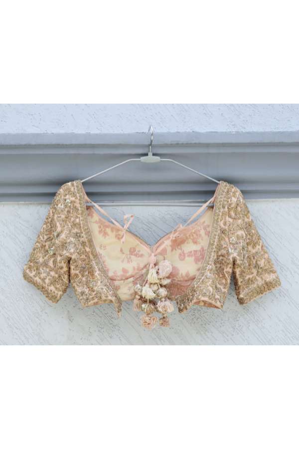 Sabyasachi beige embroidered lehenga set - Image 4