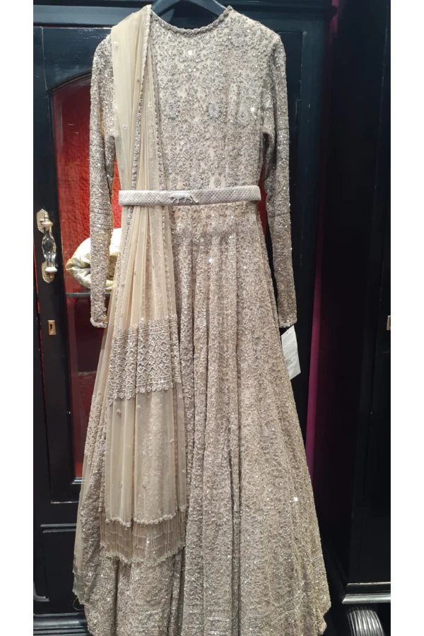 Sabyasachi beige gown with dupatta - Image 3