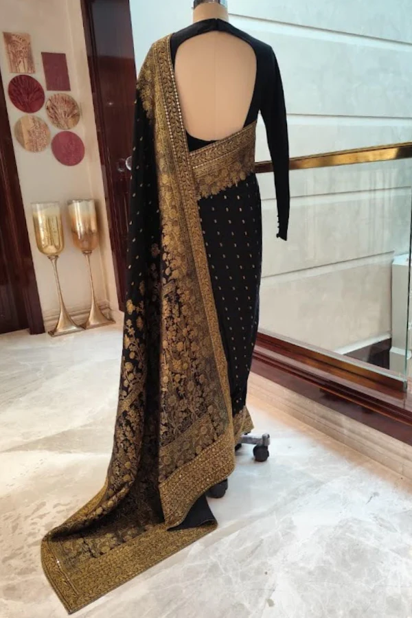Sabyasachi Black & Gold Saree Set - Image 2