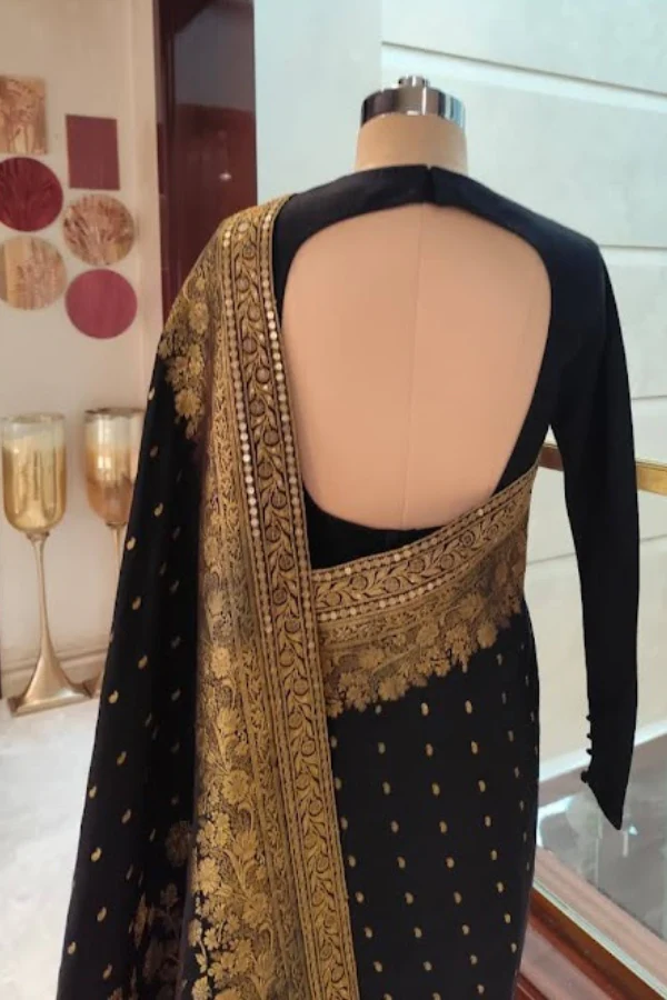 Sabyasachi Black & Gold Saree Set - Image 6