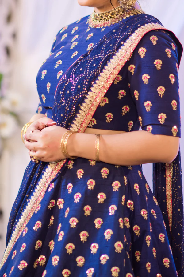 Sabyasachi Blue raw silk embroidered lehenga - Image 2