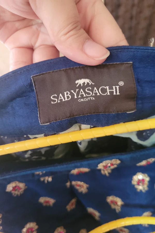 Sabyasachi Blue raw silk embroidered lehenga - Image 4