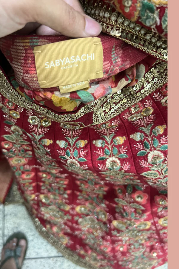 Sabyasachi Red Bridal Lehenga Set - Image 9