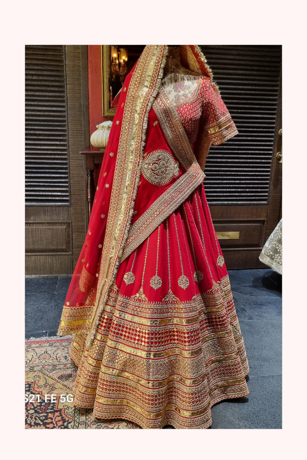 Sabyasachi Classic Red Bridal Lehenga Set