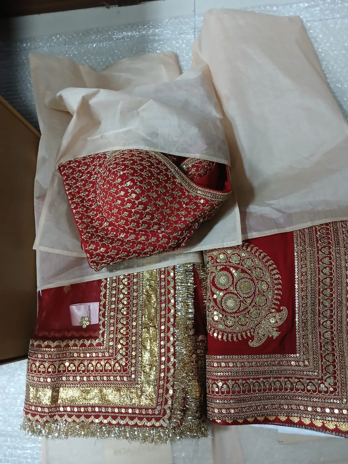 Sabyasachi Classic Red Bridal Lehenga Set - Image 7