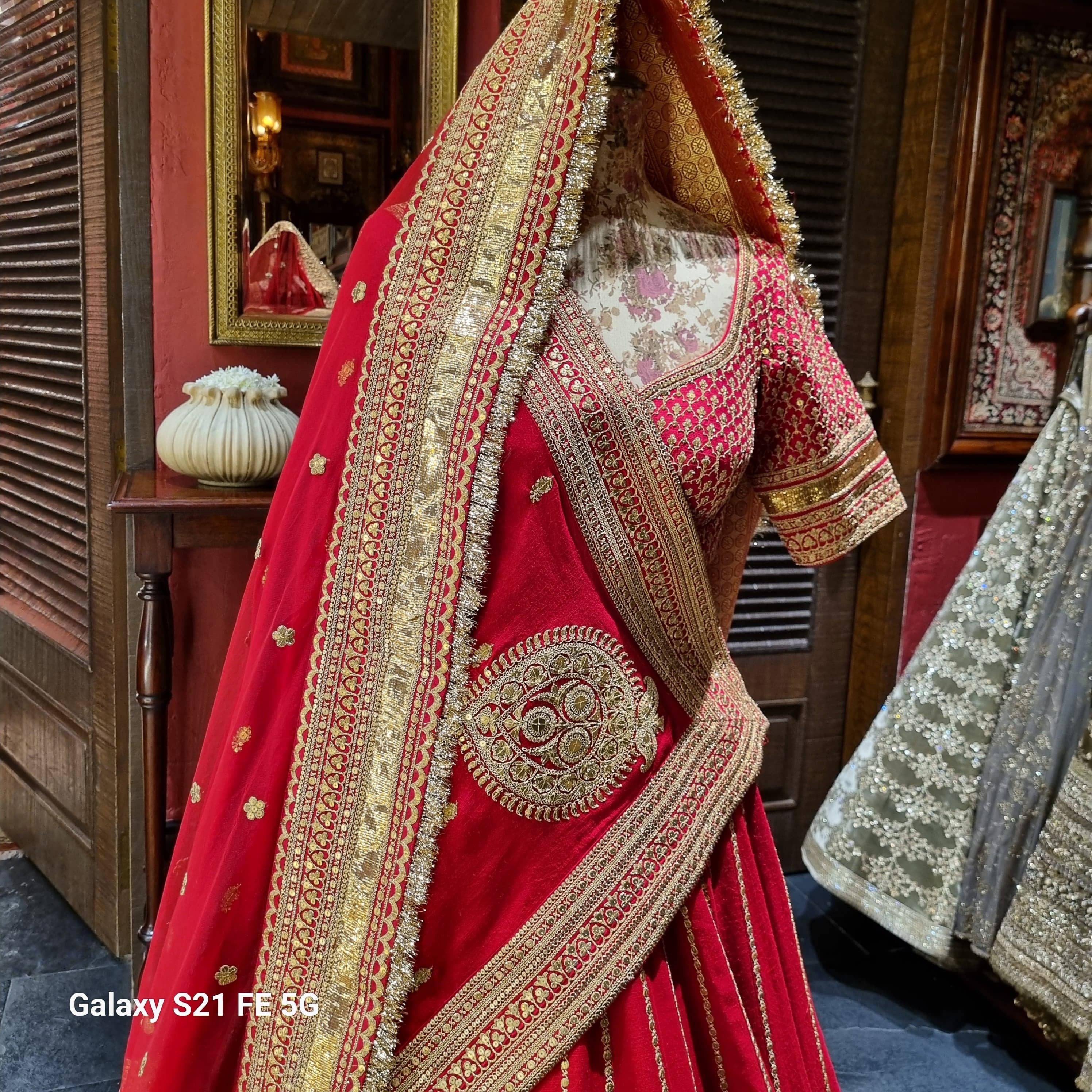 Sabyasachi Classic Red Bridal Lehenga Set - Image 9