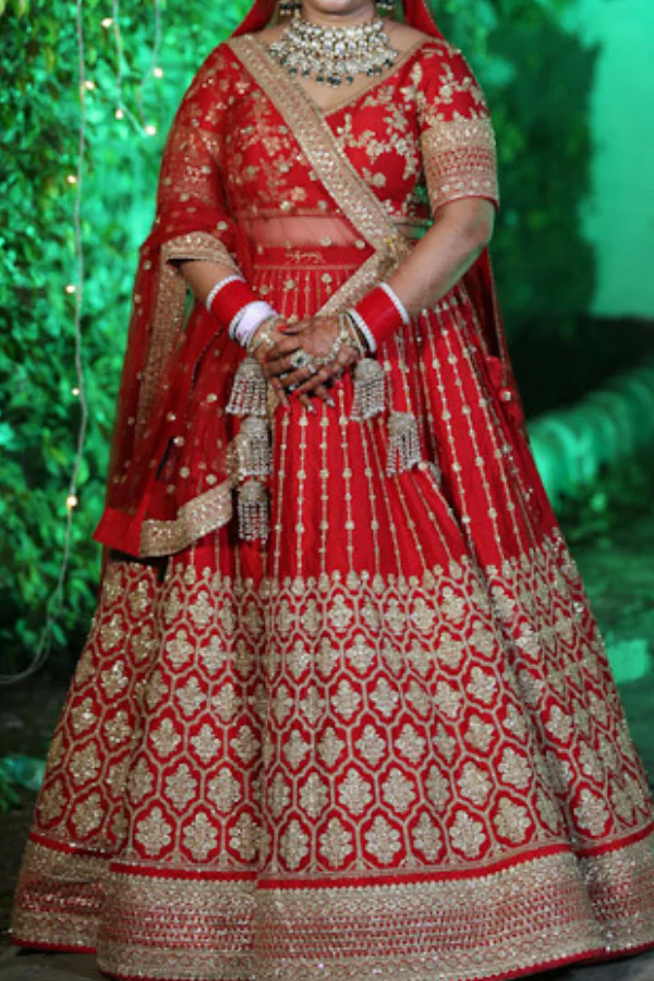 Sabyasachi Classic Red Bridal Lehenga Set