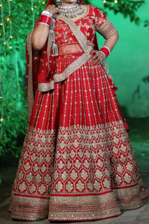 Sabyasachi Classic Red Bridal Lehenga Set - Image 2