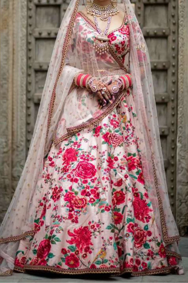 Sabyasachi Floral Embroidered Lehenga - Image 4