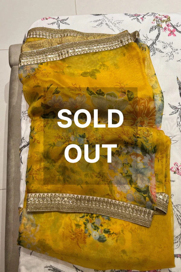 Sabyasachi floral organza saree yellow