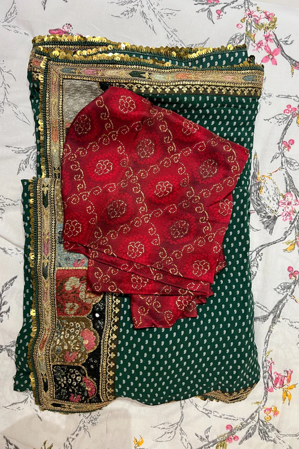 Sabyasachi Green chiffon saree - Image 2