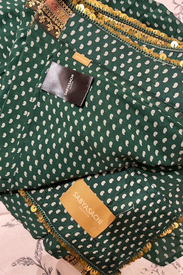 Sabyasachi Green chiffon saree - Image 3