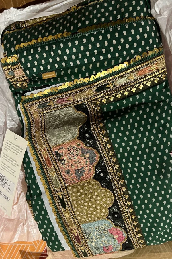 Sabyasachi Green chiffon saree - Image 6
