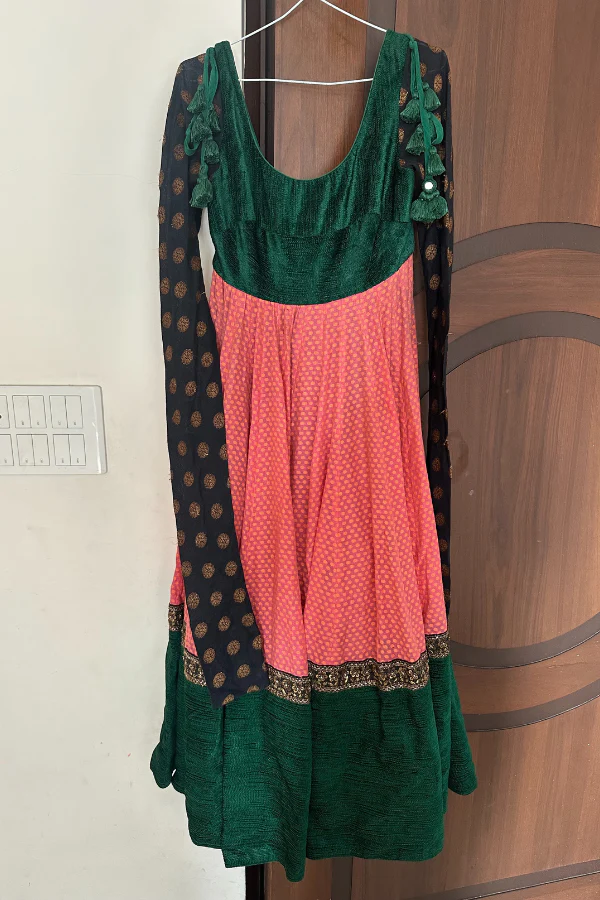 Sabyasachi green & pink anarkali set