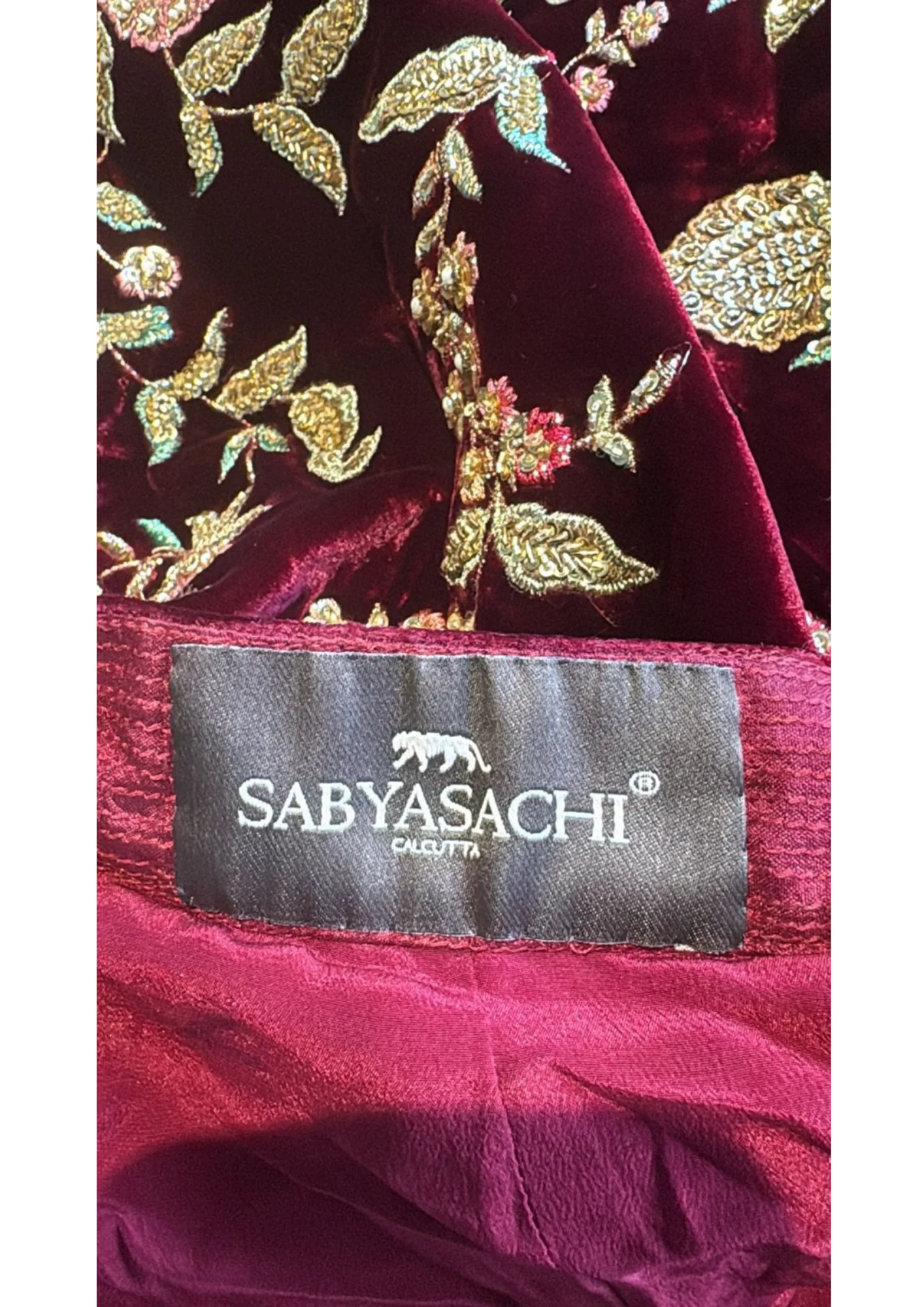 Sabyasachi Maroon Velvet Lehenga Set - Image 6