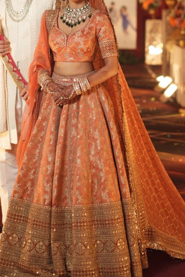 Sabyasachi orange lehenga set - Image 2