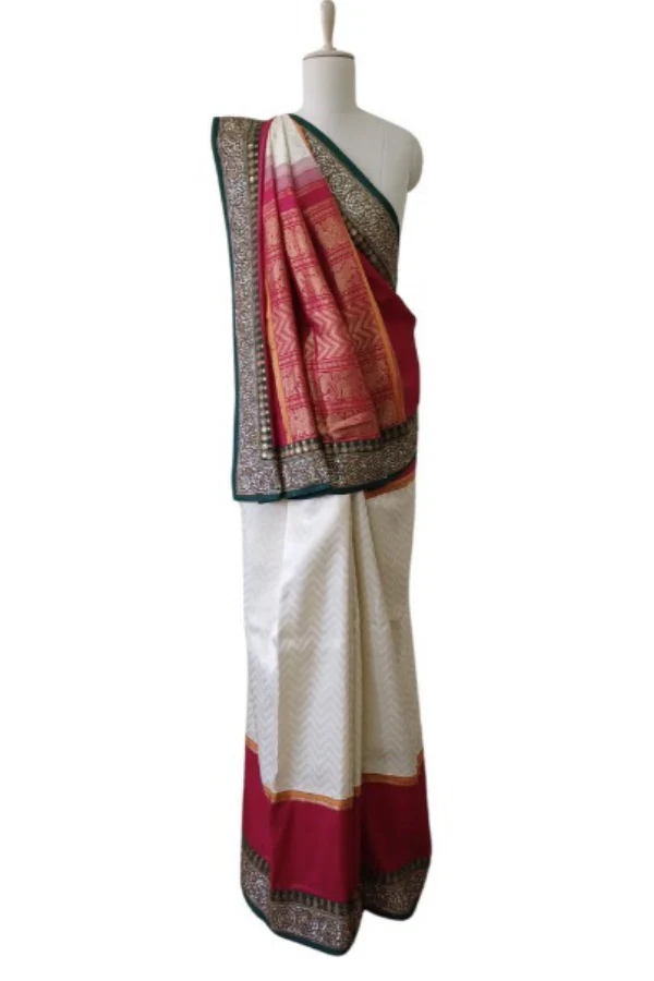 Sabyasachi red and white saree