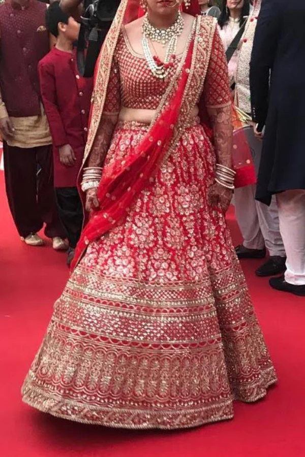 Sabyasachi red bridal embroidered lehenga - Image 5