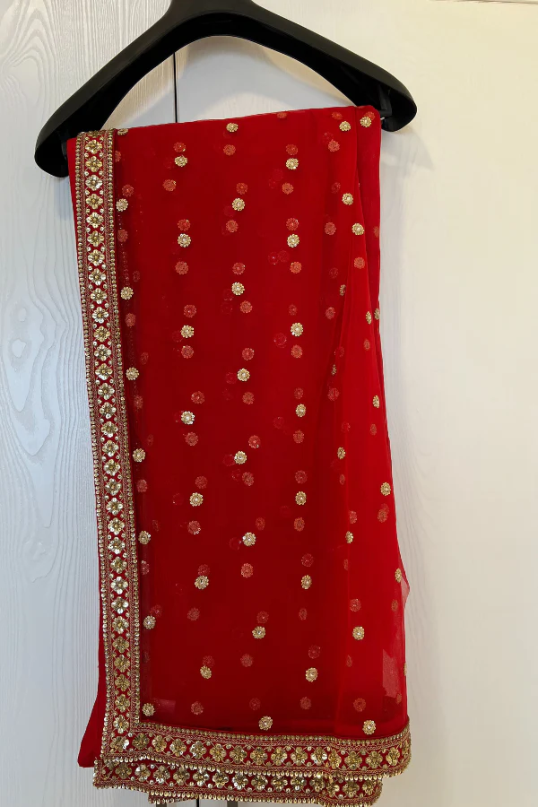 Sabyasachi red bridal embroidered lehenga - Image 4