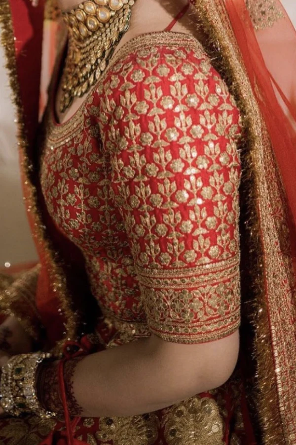 Sabyasachi red bridal embroidered lehenga - Image 5