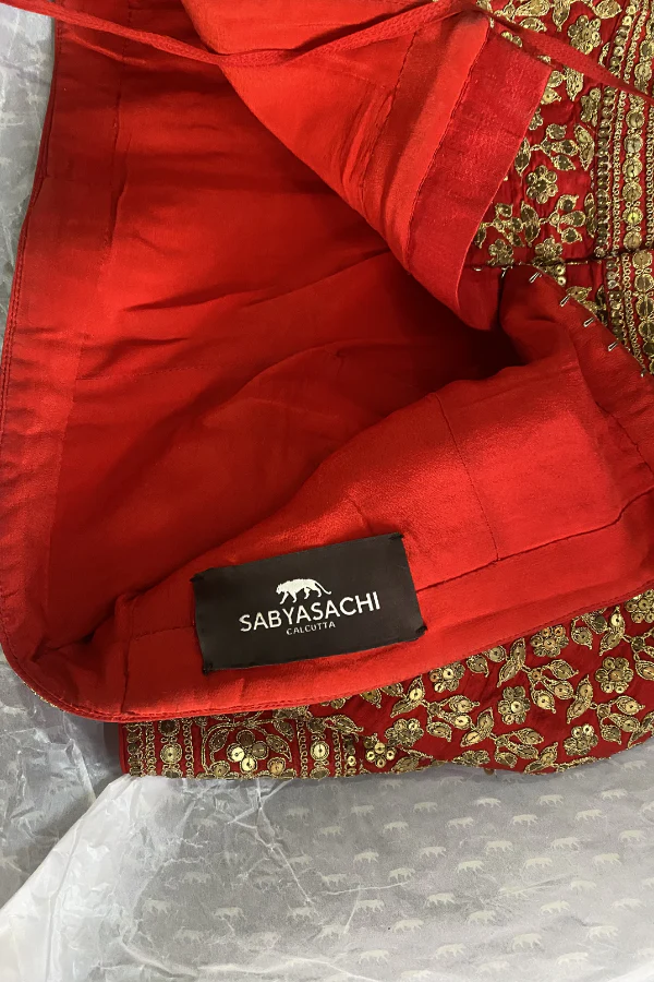 Sabyasachi red bridal embroidered lehenga - Image 6