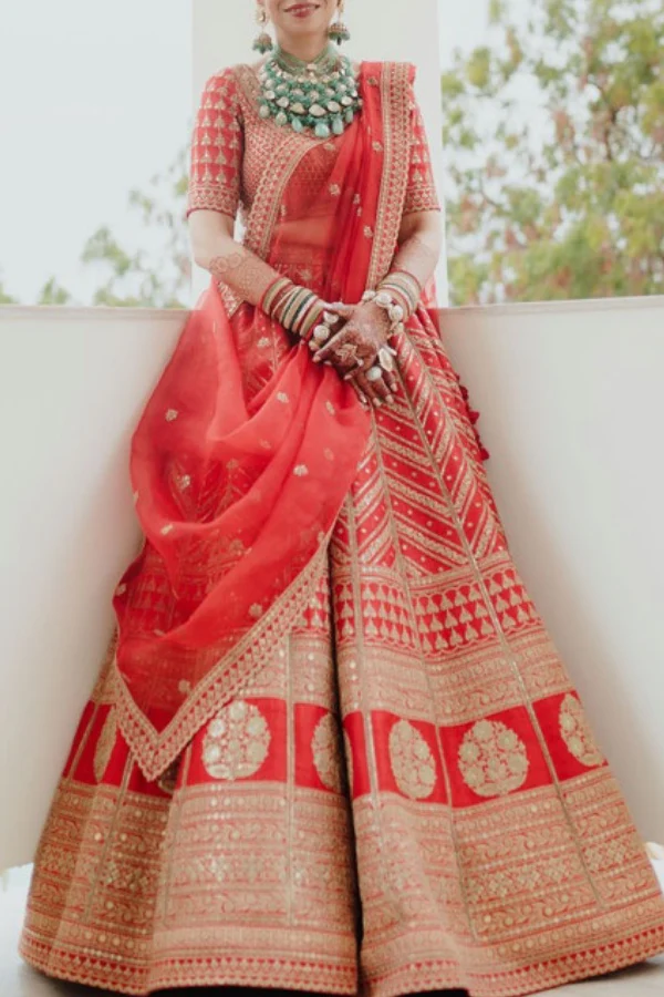 Sabyasachi Red Bridal Lehenga Set