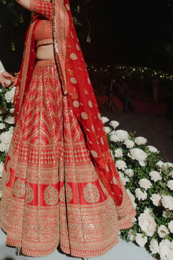 Sabyasachi Red Bridal Lehenga Set - Image 2