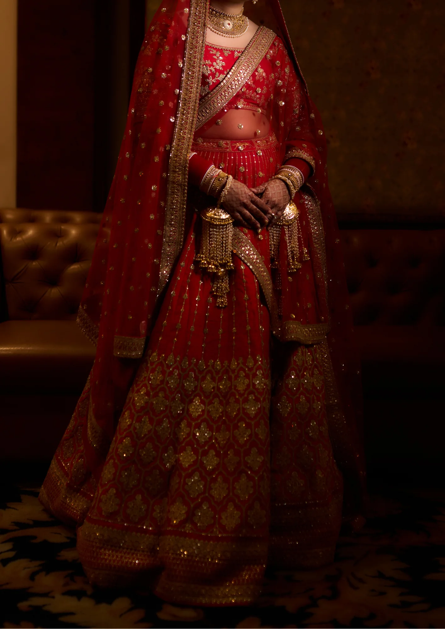 Sabyasachi red Bridal Lehenga Set - Image 2