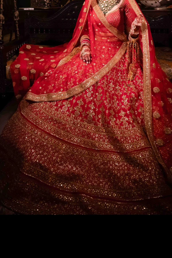 Sabyasachi Red Bridal lehenga Set - Image 2