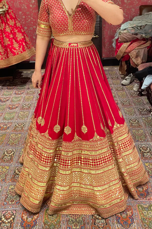 Sabyasachi Red bridal lehenga set - Image 3