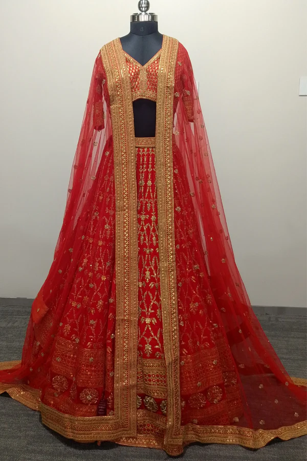 Sabyasachi Red Bridal Lehenga Set - Image 2