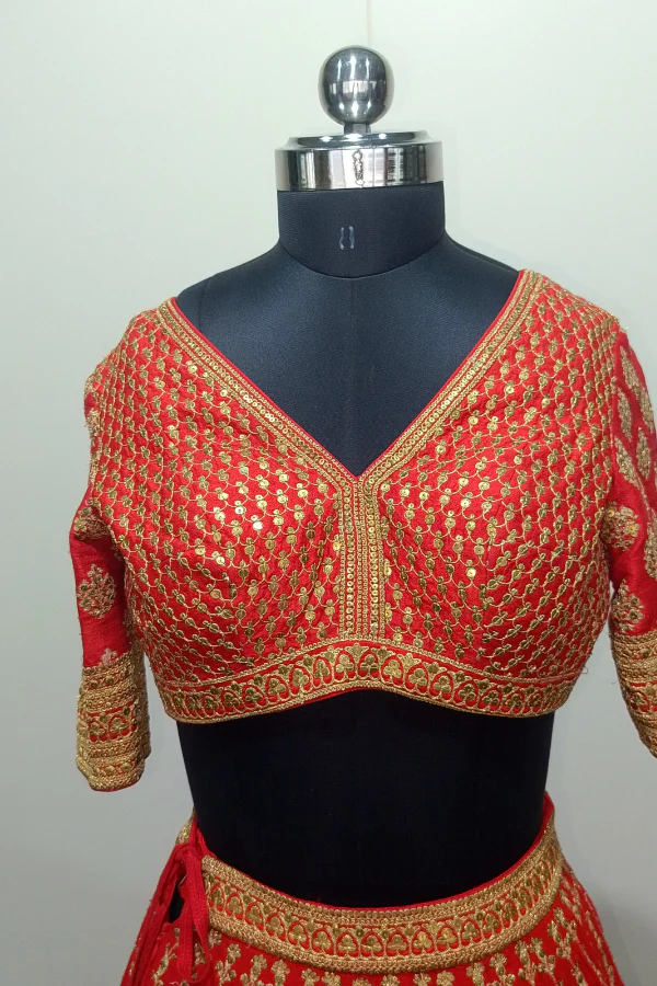 Sabyasachi Red Bridal Lehenga Set - Image 4