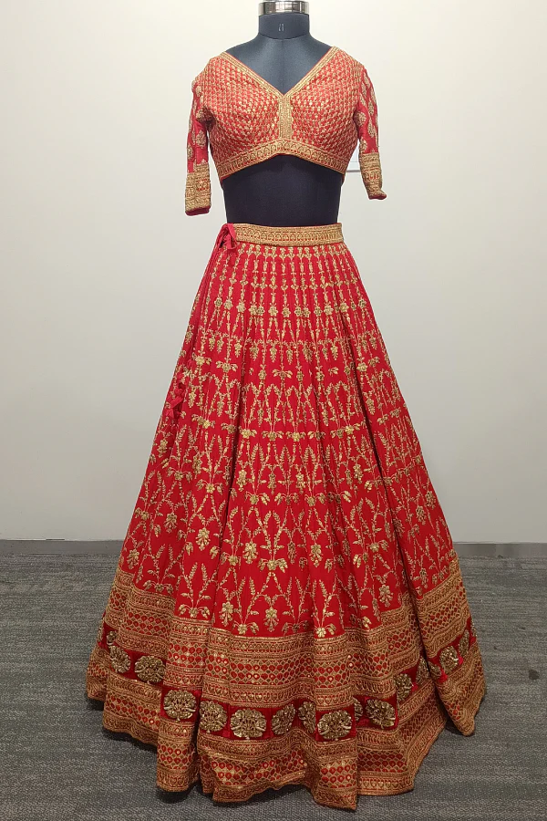 Sabyasachi Red Bridal Lehenga Set - Image 5
