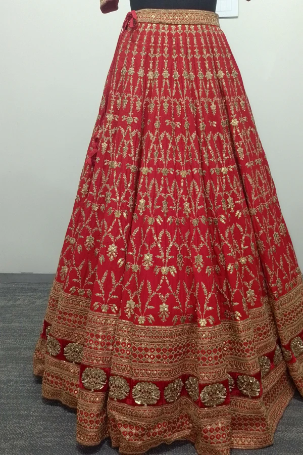 Sabyasachi Red Bridal Lehenga Set - Image 6